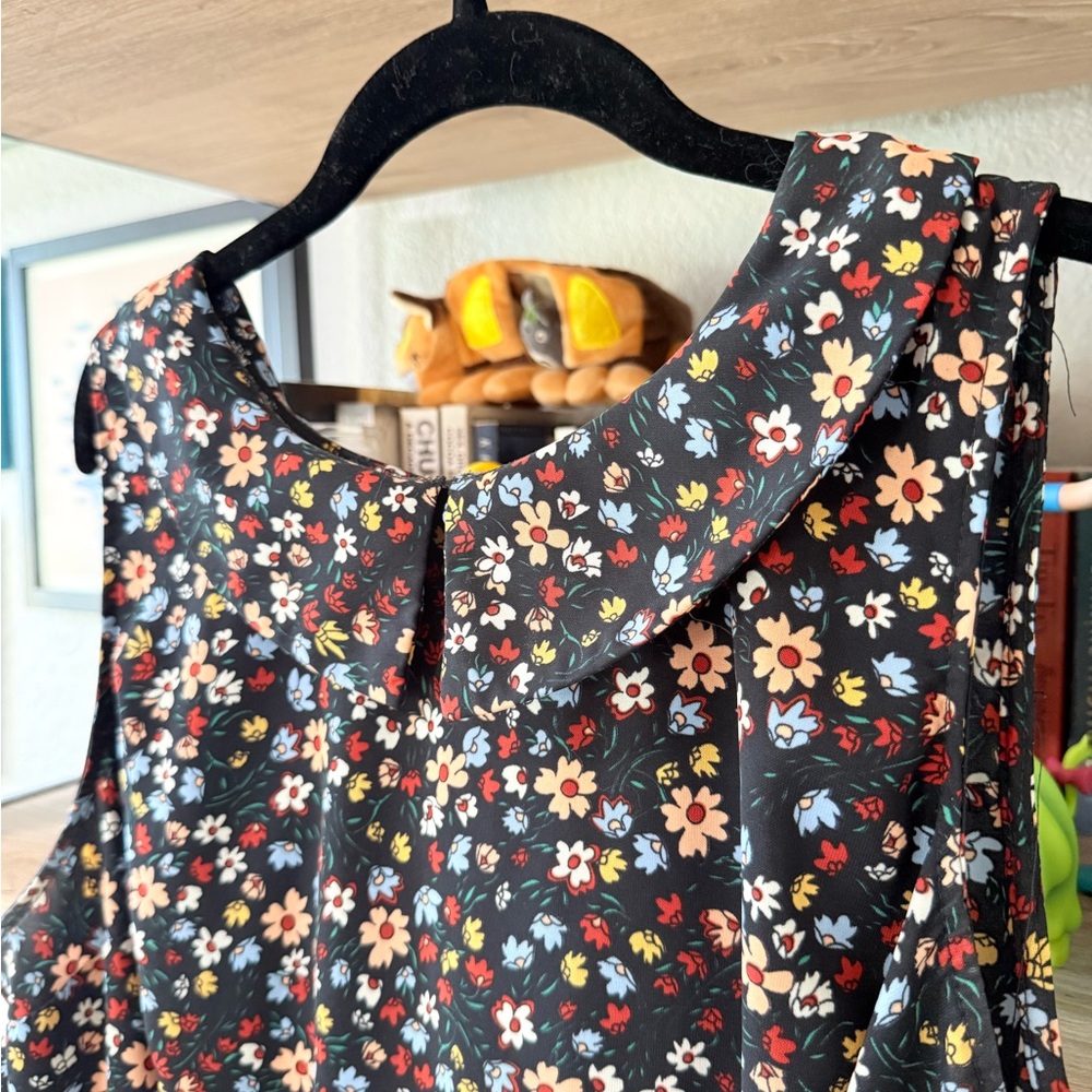 ModCloth Black Floral Peter Pan Collar Blouse